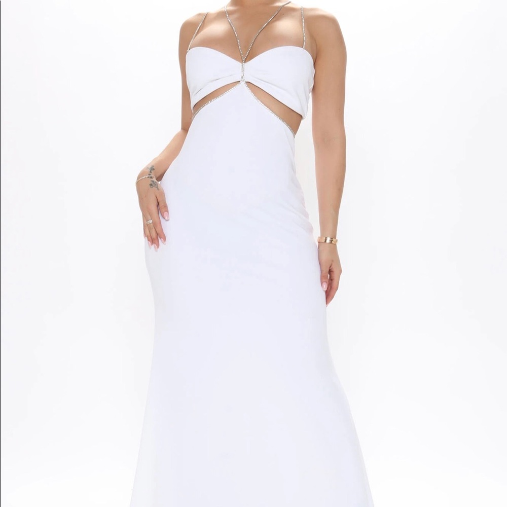 Charleigh Crystal Trim Cut Out Maxi Dress - White